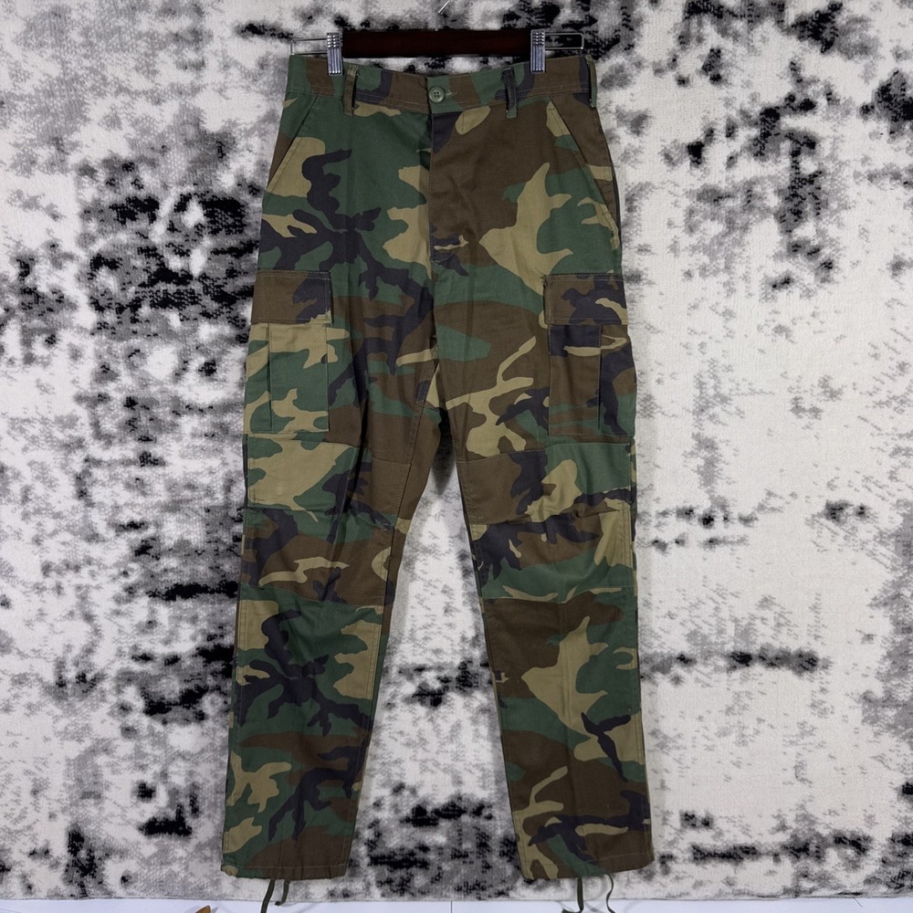 US Army Cargo Pants Mens Size Small Green Camo Woodland Y2K Skater Punk
